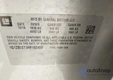 2017 Chevrolet Malibu Ls z USA, uszkodzony, nr VIN 1G1ZB5ST0HF162458